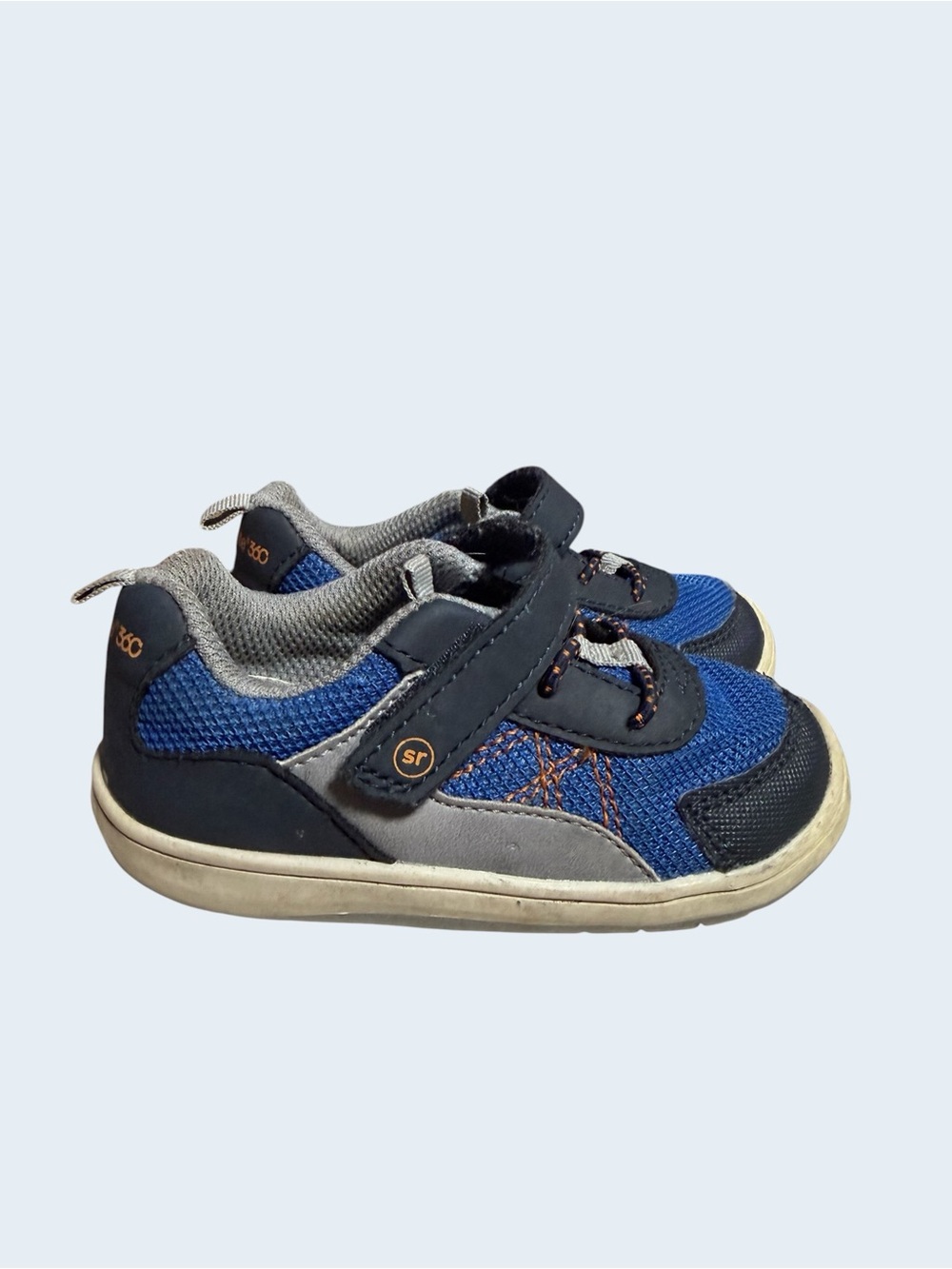 Kids Blue Navy SR Athletic Sneakers with Hook-and-Loop Strap Size Toddler 6